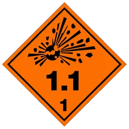 Division 1.1 explosives placard