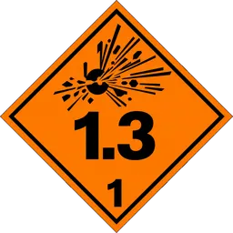 Division 1.3 explosives placard