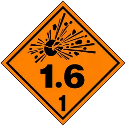 Division 1.6 explosives placard