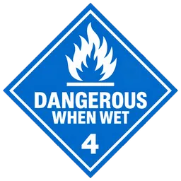 Division 4.3 dangerous when wet placard