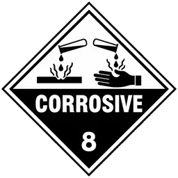 Class 8 corrosive material placard